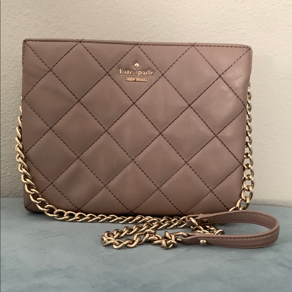 Kate Spade Quilted Tan Crossbody Bag - USED